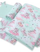 Bobono Lenjerie patut 3 piese cu protectie laterala Unicorn Mint