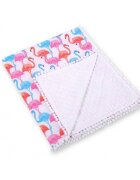 Bobono Paturica din bumbac cu doua fete 90x75 cm Minky Flamingo