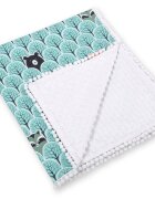 Bobono Paturica din bumbac cu doua fete 90x75 cm Minky Mint Forest