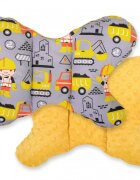 Bobono Perna bebelusi cu doua fete Butterfly Minky Excavators Yellow