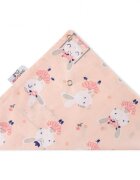 Bocioland Bavetica tip bandana Dancer Pink cu inel de dentitierealizata din bumbac 100fixare cu capse
