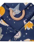 Bocioland Bavetica tip bandana Fox cu inel de dentitierealizata din bumbac 100fixare cu capse