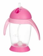 Bocioland Cana de apa cu pai si manere 300 ml 6 luni+ Pink