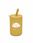 Bocioland Cana din silicon cu pai 150 ml fara BPA 6 luni+ Cloud