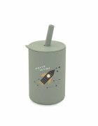 Bocioland Cana din silicon Rocket cu pai capacitate 150 ml fara BPA recomandata de la 6 luni