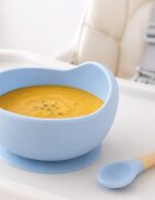 Bocioland Castron din silicon cu ventuza Albastrucapacitate 300mlcompatibil cu masina de vasemicrounde