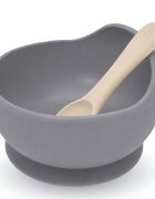 Bocioland Castron din silicon cu ventuza Gri deschiscapacitate 300mlcompatibil cu masina de vasemicrounde
