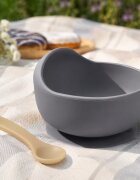 Bocioland Castron din silicon cu ventuza Gri deschiscapacitate 300mlcompatibil cu masina de vasemicrounde