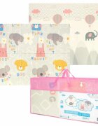 Bocioland Covoras de joaca Grey Elephant pliabil protectie impotriva loviturilor 180 x 150 cm cu Imprimeu pe ambele parti potrivit pentru interior si exterior