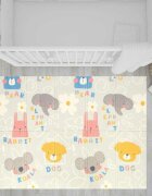 Bocioland Covoras de joaca Grey Elephant pliabil protectie impotriva loviturilor 180 x 150 cm cu Imprimeu pe ambele parti potrivit pentru interior si exterior