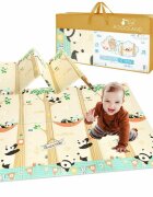 Bocioland Covoras de joaca Panda pliabil protectie impotriva loviturilor 180 x 150 cm cu Imprimeu pe ambele parti potrivit pentru interior si exterior