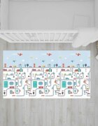 Bocioland Covoras de joaca pliabil City 200x150x1 cm cu doua fetesuprafata impermeabila antiderapanta din spuma XPEhusa depozitare cu maner