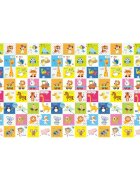 Bocioland Covoras de joaca pliabil Happy Day 200x150x1 cm cu doua fetesuprafata impermeabila antiderapanta din spuma XPEhusa depozitare cu maner