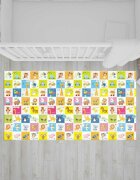 Bocioland Covoras de joaca pliabil Happy Day 200x150x1 cm cu doua fetesuprafata impermeabila antiderapanta din spuma XPEhusa depozitare cu maner