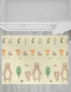 Bocioland Covoras de joaca pliabil Little Bear 200x150x1 cm cu doua fetesuprafata impermeabila antiderapanta din spuma XPEhusa depozitare cu maner