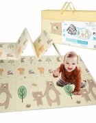 Bocioland Covoras de joaca pliabil Little Bear 200x150x1 cm cu doua fetesuprafata impermeabila antiderapanta din spuma XPEhusa depozitare cu maner