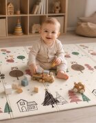 Bocioland Covoras de joaca pliabil Small Bear 200x150x1 cm cu doua fetesuprafata impermeabila antiderapanta din spuma XPEhusa depozitare cu maner