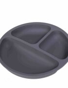 Bocioland Farfurie compartimentata rotunda cu 3 compartimente silicon fara BPA 6-36 luni Antracite