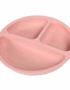 Bocioland Farfurie compartimentata rotunda cu 3 compartimente silicon fara BPA 6-36 luni Pink