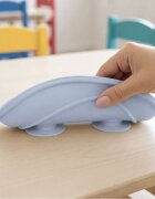 Bocioland Farfurie din silicon pentru copii Blue cu 3 compartimente si 4 ventuze de fixare dimensiune 19.3 x 3 cm