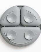 Bocioland Farfurie din silicon pentru copii Grey cu 3 compartimente si 4 ventuze de fixare dimensiune 19.3 x 3 cm