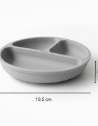 Bocioland Farfurie din silicon pentru copii Grey cu 3 compartimente si 4 ventuze de fixare dimensiune 19.3 x 3 cm