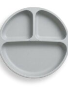 Bocioland Farfurie din silicon pentru copii Grey cu 3 compartimente si 4 ventuze de fixare dimensiune 19.3 x 3 cm