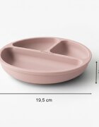 Bocioland Farfurie din silicon pentru copii Pink cu 3 compartimente si 4 ventuze de fixare dimensiune 19.3 x 3 cm