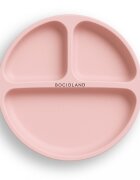 Bocioland Farfurie din silicon pentru copii Pink cu 3 compartimente si 4 ventuze de fixare dimensiune 19.3 x 3 cm