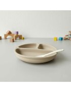 Bocioland Farfurie rotunda compartimentata cu 3 compartimente beige