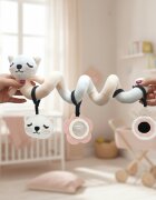 Bocioland Pandantiv senzorial spiralat Kitten pentru atasare la caruciorscaun autopatut cu 3 accesorii interactive incluse