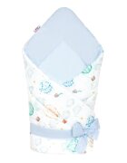 Bocioland Paturica multifunctionala de infasat bebelusi Baloons 80x80 cm din bumbac 100 fixare cu panglica asortata