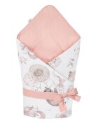 Bocioland Paturica multifunctionala de infasat bebelusi Dream Pink 80x80 cm din bumbac 100 fixare cu panglica asortata