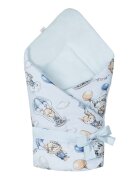 Bocioland Paturica multifunctionala de infasat bebelusi Fox and Bunny 80x80 cm din bumbac 100 fixare cu panglica asortata