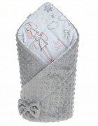 Bocioland Paturica multifunctionala de infasat bebelusi Minky Sleeping Bunny 80x80 cm cu 2 fete din bumbac 100 fixare cu fundita asortata