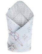 Bocioland Paturica multifunctionala de infasat bebelusi Minky Sleeping Bunny 80x80 cm cu 2 fete din bumbac 100 fixare cu fundita asortata