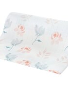 Bocioland Paturica mutifunctionala Bellflowers 120x120 cm tesatura din fibre de bambus super absorbant suprafata catifelata utilizare caruciorpatutscaun automaterial respirabil certificat OEKO-TEX