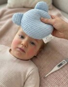 Bocioland Pernuta anticolici cu samburi de cirese si lavanda Teddy Albastru diametru 14 cmhusa din bumbac 100 cu textura waffle utilizare rececald