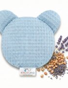 Bocioland Pernuta anticolici cu samburi de cirese si lavanda Teddy Albastru diametru 14 cmhusa din bumbac 100 cu textura waffle utilizare rececald