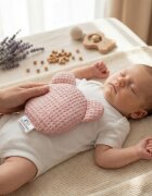 Bocioland Pernuta anticolici cu samburi de cirese si lavanda Teddy Roz diametru 14 cmhusa din bumbac 100 cu textura waffle utilizare rececald
