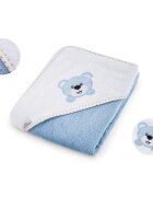 Bocioland Prosop cu capison pentru copii Blue Teddy 100 bumbac dimensiune 80 x 80 cm