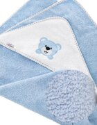 Bocioland Prosop cu capison pentru copii Blue Teddy 100 bumbac dimensiune 80 x 80 cm