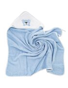 Bocioland Prosop cu capison pentru copii Blue Teddy 100 bumbac dimensiune 80 x 80 cm