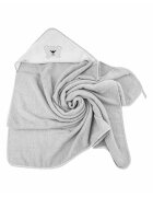 Bocioland Prosop de baie 80x80 cm Teddy Bear Grey material 100 bumbac terry recomandat de la nastere