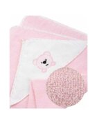 Bocioland Prosop de baie 80x80 cm Teddy Bear Pink material 100 bumbac terry recomandat de la nastere