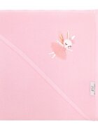 Bocioland Prosop de baie pentru copii Pink Wolf 100x100 cmdin bumbac 100 prevazut cu capison decorat cu broderie vesela