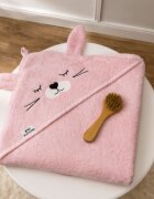 Bocioland Prosop din bumbac terry pentru copii Bunny Pink 95x95 cmgluga brodataurechi decorative100 bumbac