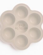 Bocioland Recipient ermetic multiportii Daisy Bej din silicon capac cu inchidere ermetica 7 compartimente compatibil congelator fara BPA