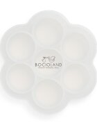 Bocioland Recipient ermetic multiportii Daisy Bej din silicon capac cu inchidere ermetica 7 compartimente compatibil congelator fara BPA