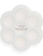 Bocioland Recipient ermetic multiportii Daisy Roz din silicon capac cu inchidere ermetica 7 compartimente compatibil congelator fara BPA